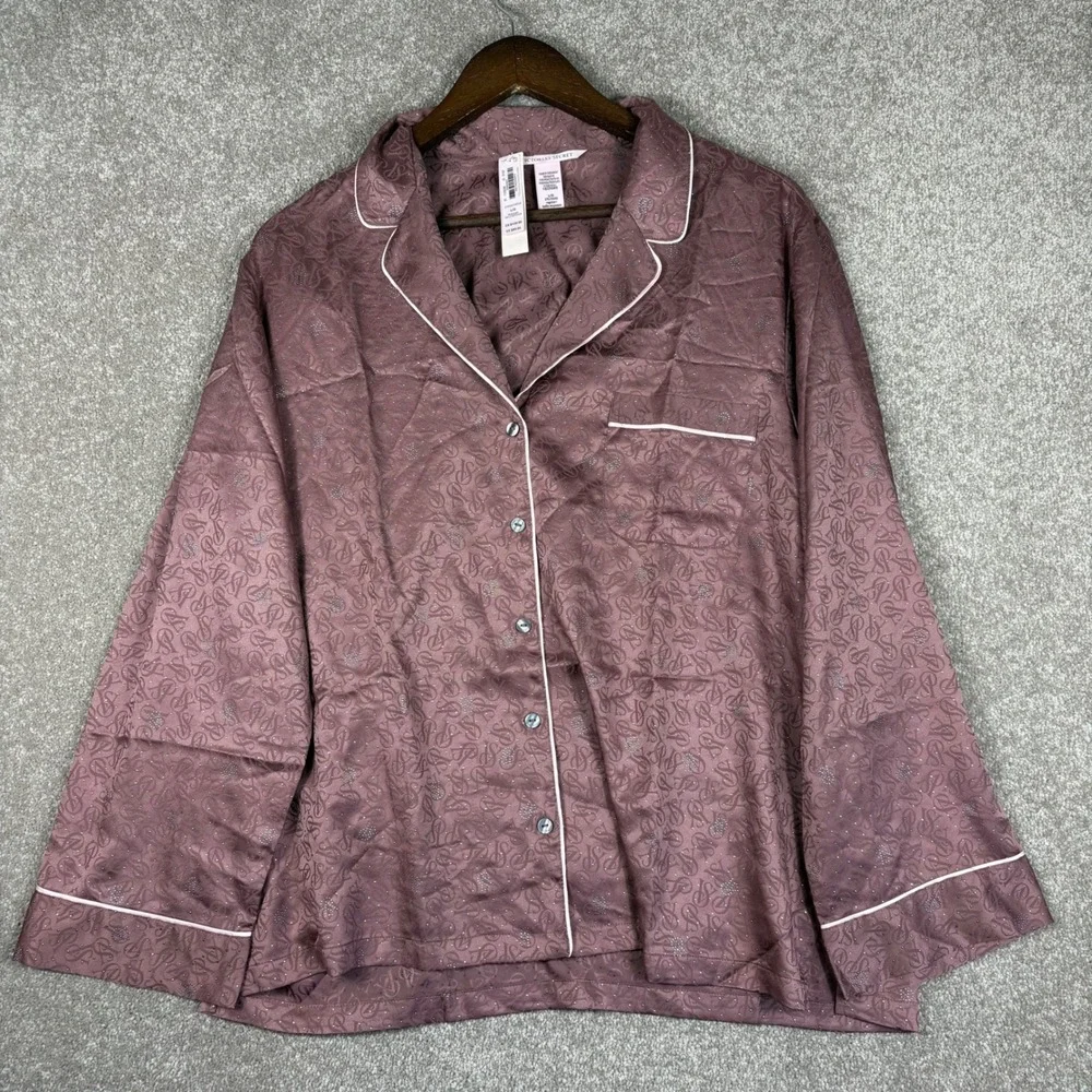 Victoria's Secret Mauve Jacquard Logo Rhinestone Pajama Set NWT Large